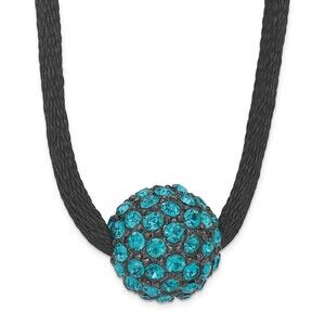 1928 Teal Glass Stones Fireball Adjustable 16" Satin Cord Necklace w 3" ext